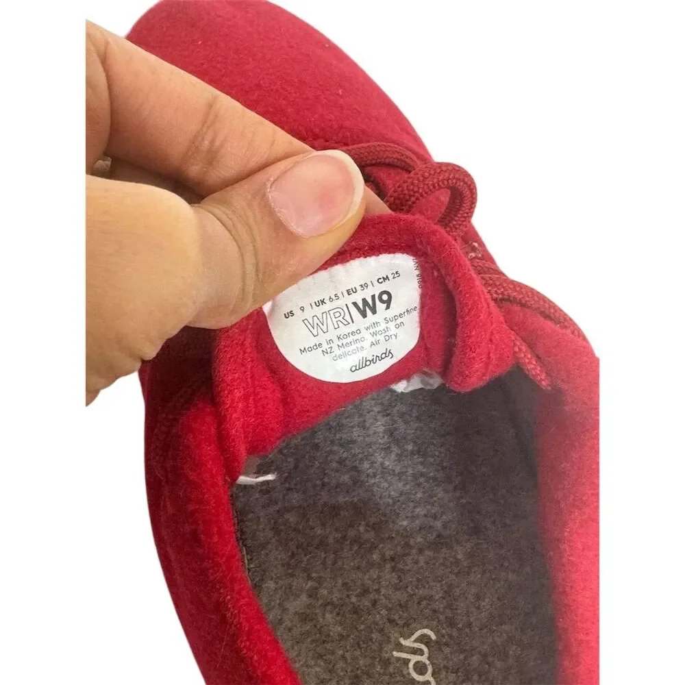 Allbirds Women's Wool Runners Red Lace Up Sneakers Size 9 - Picture 8 of 8